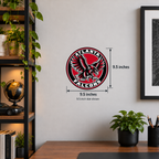 Atlanta Falcons NFL seal — wall display with 9.5-inch measurements; 9.5-inch size shown; illustrative rendering
