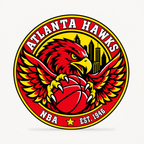 Atlanta Hawks NBA seal — front view; illustrative rendering