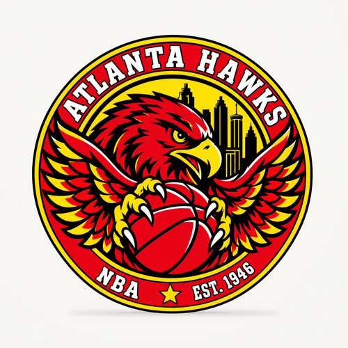 Atlanta Hawks NBA seal — front view; illustrative rendering