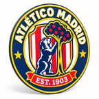 Atlético Madrid soccer club seal — angled illustrative rendering