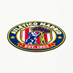 Atlético Madrid soccer club seal — matching flat angled view illustrative rendering