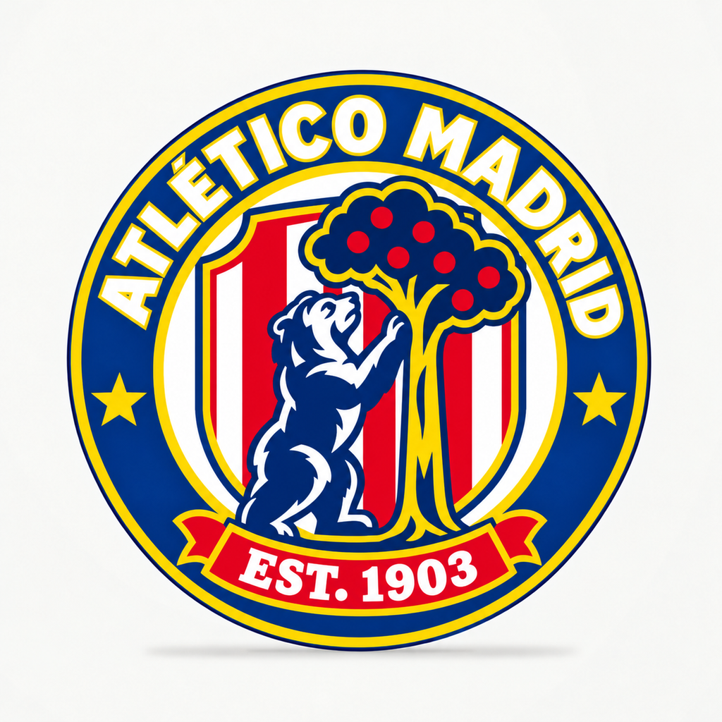 Atlético Madrid soccer club seal — matching front view illustrative rendering