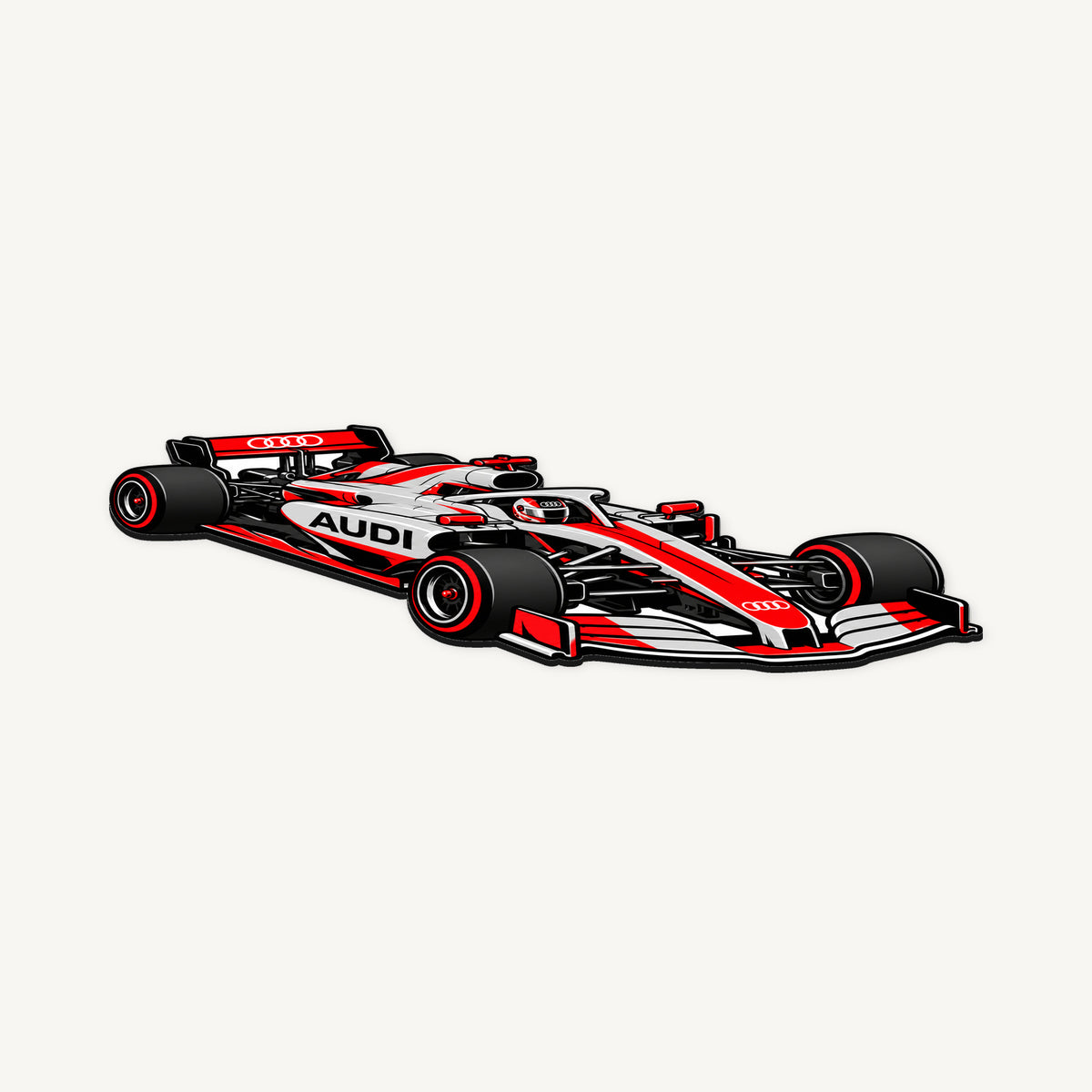 Audi F1 Car Sign — angled view showing the thin plaque profile; illustrative rendering