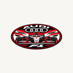 Audi F1 Team Seal — angled view showing the thin plaque profile; illustrative rendering