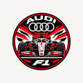 Audi F1 Team Seal — front view; illustrative rendering