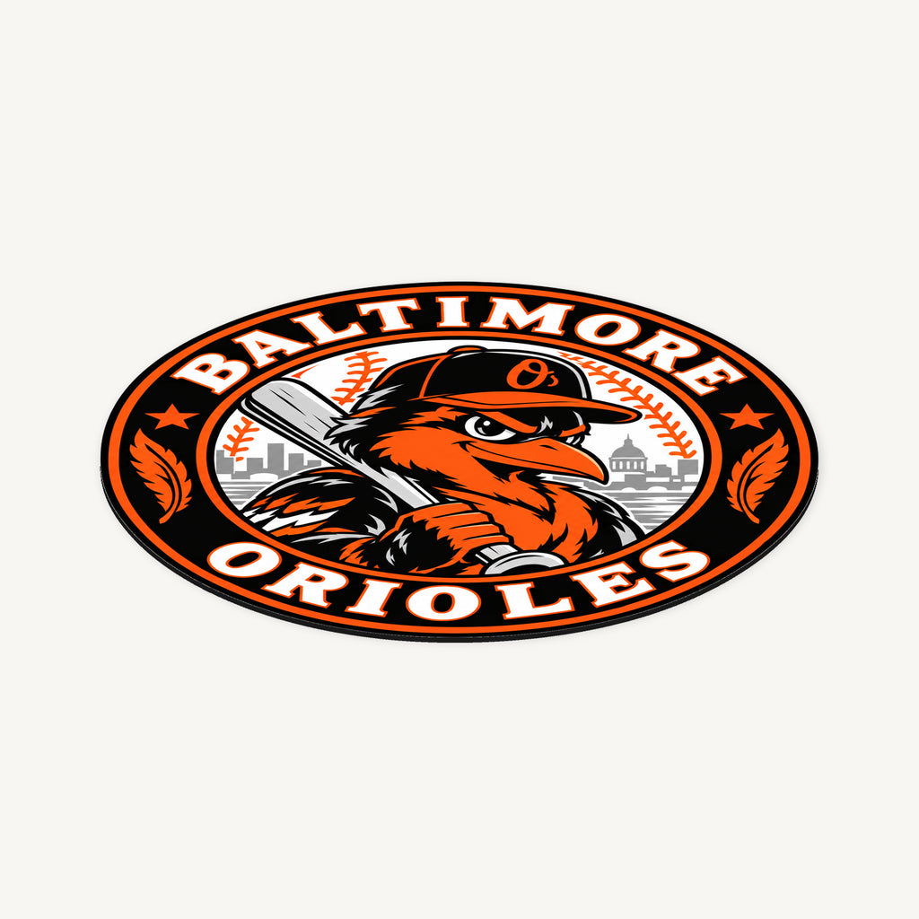 Baltimore Orioles MLB Team Seal — angled view showing the thin plaque profile; illustrative rendering