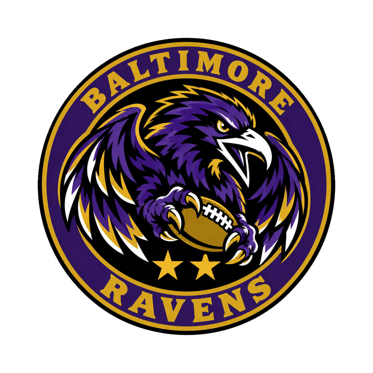 Baltimore Ravens NFL seal — front view; illustrative rendering