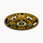 Boston Bruins NHL seal — angled thin-profile view; illustrative rendering