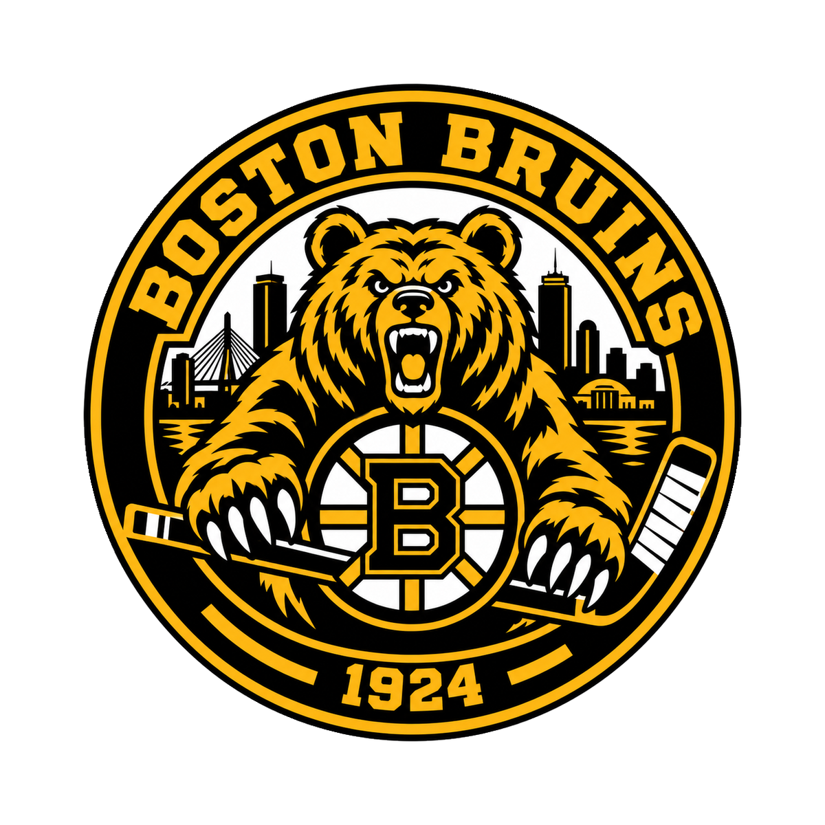 Boston Bruins NHL seal — complete front view; illustrative rendering