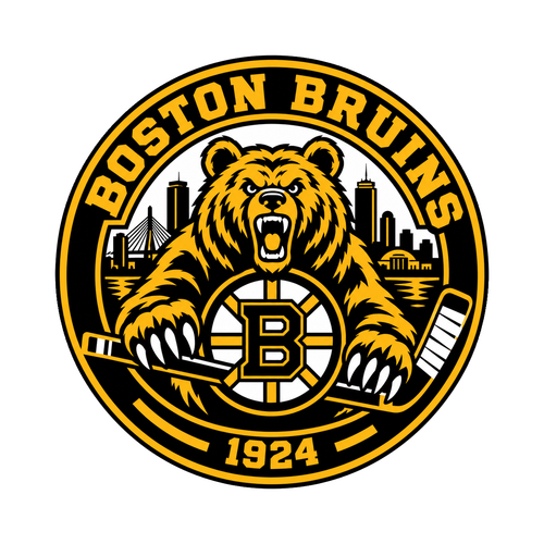 Boston Bruins NHL seal — complete front view; illustrative rendering