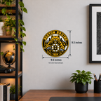 Boston Bruins NHL seal — wall display with 9.5-inch measurements; 9.5-inch size shown; illustrative rendering