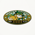 Boston Celtics 3D-printed NBA seal — angled view showing the thin profile; illustrative rendering