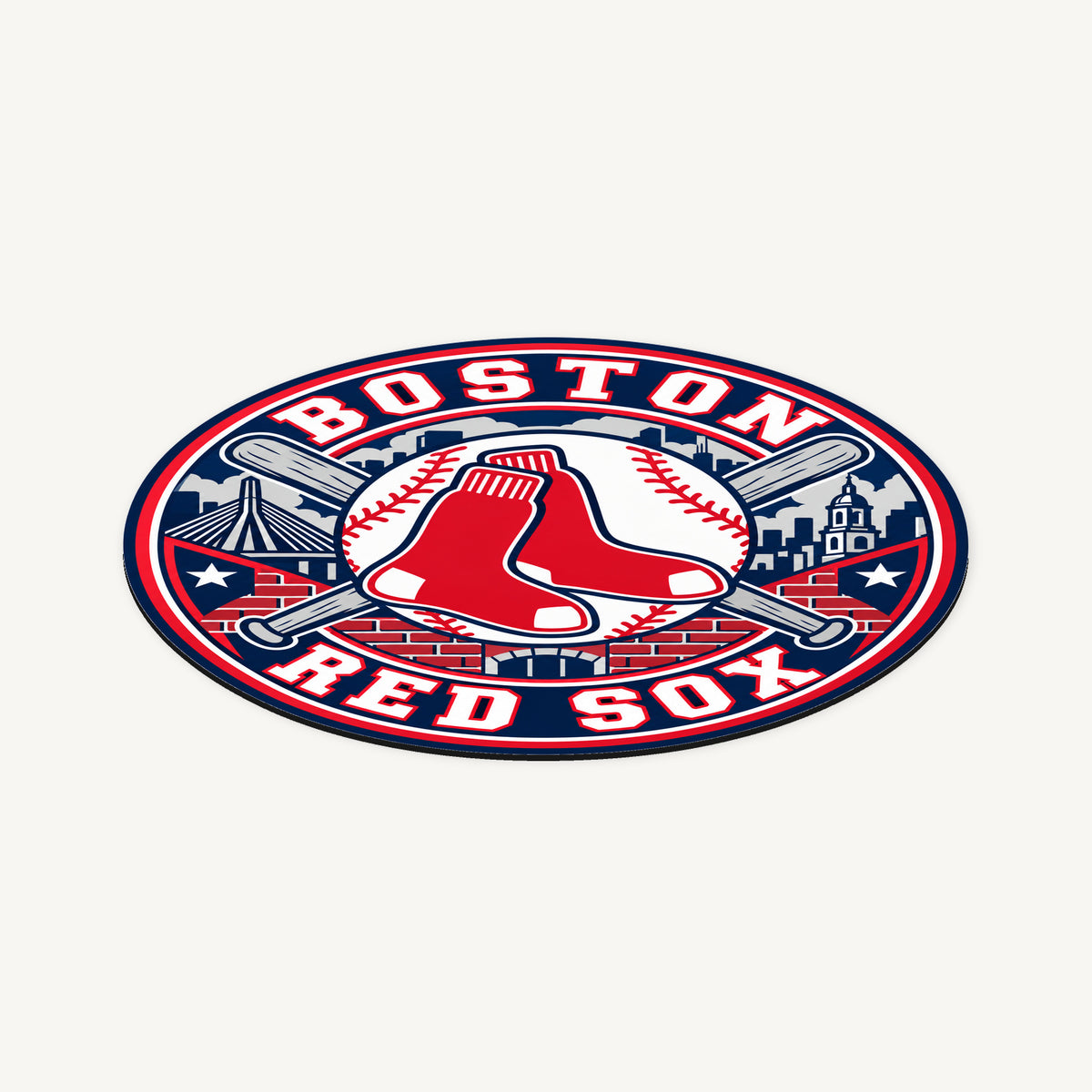 Boston Red Sox MLB Team Seal — angled view showing the thin plaque profile; illustrative rendering