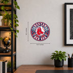 Boston Red Sox MLB Team Seal — example wall display with 9.5-inch width and height guides; illustrative rendering