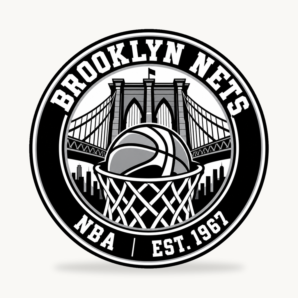 Brooklyn Nets NBA seal — front view; illustrative rendering
