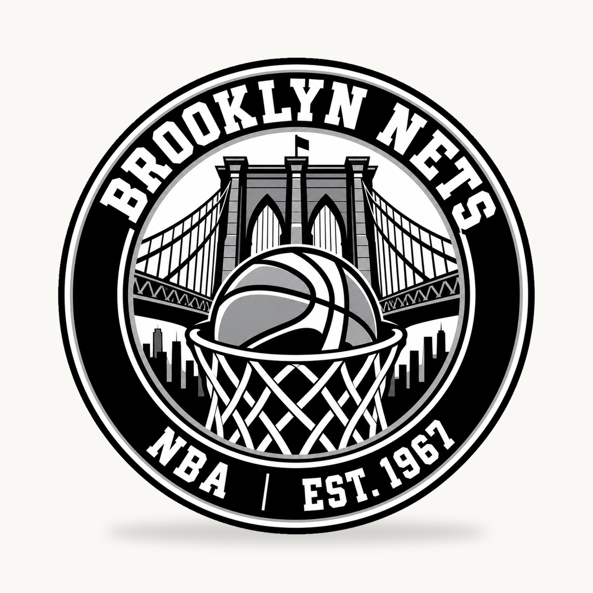 Brooklyn Nets NBA seal — front view; illustrative rendering