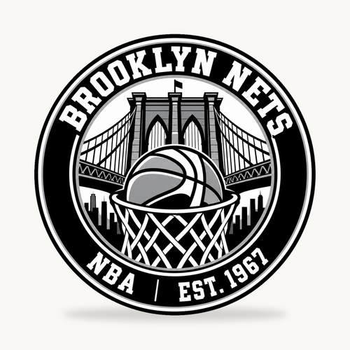 Brooklyn Nets NBA seal — front view; illustrative rendering