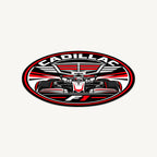 Cadillac F1 Team Seal — angled view showing the thin plaque profile; illustrative rendering
