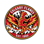 Calgary Flames NHL seal — complete front view; illustrative rendering