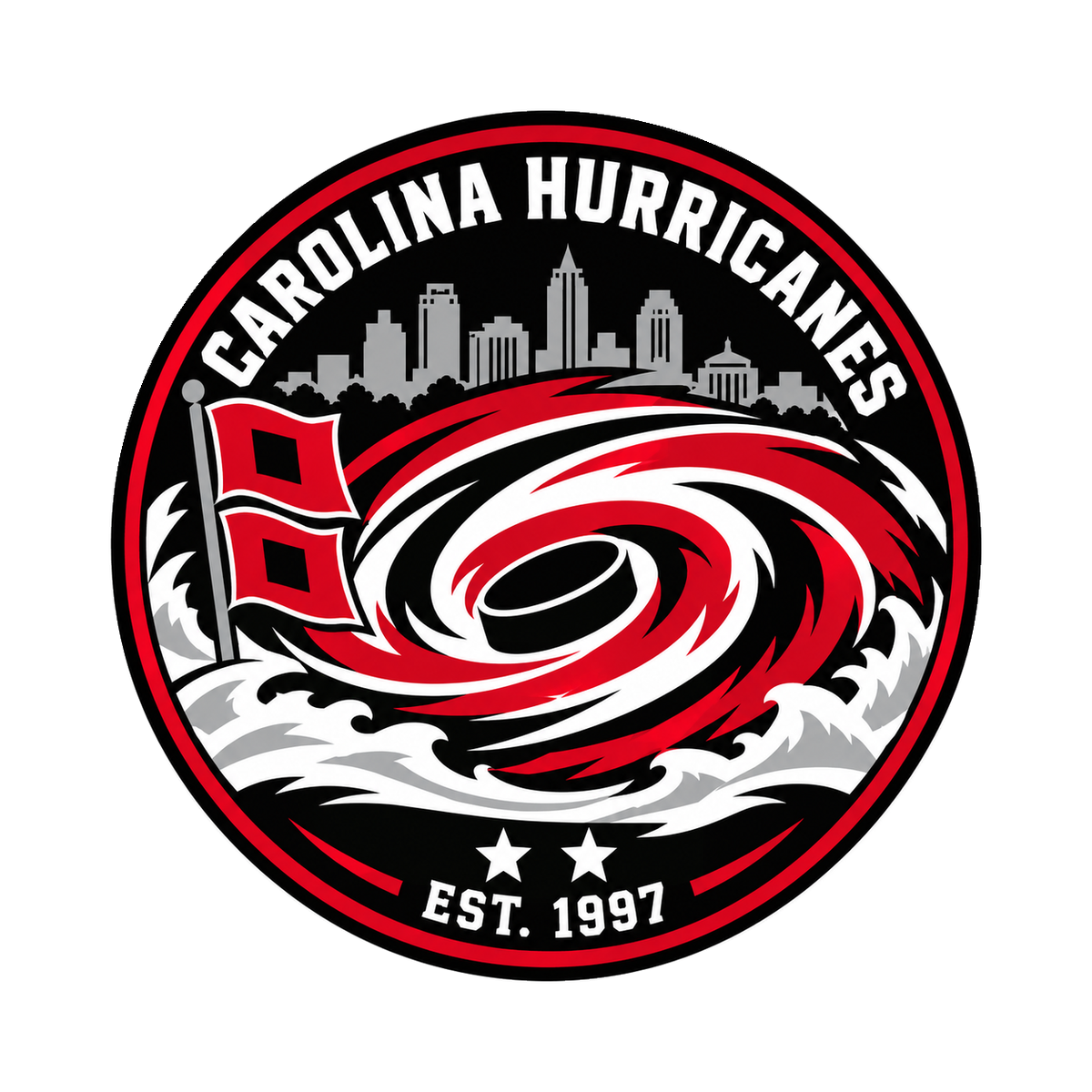 Carolina Hurricanes NHL seal — complete front view; illustrative rendering