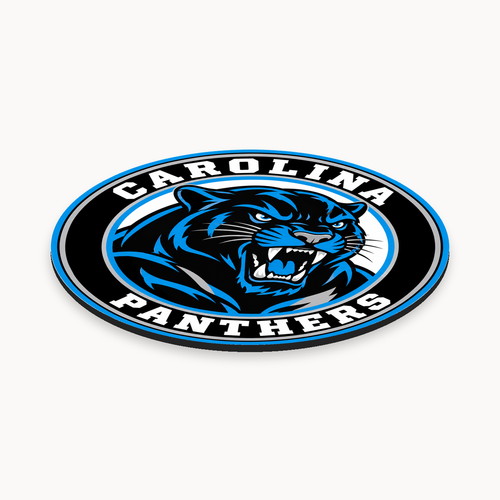 Carolina Panthers NFL seal — angled thin-profile view; illustrative rendering