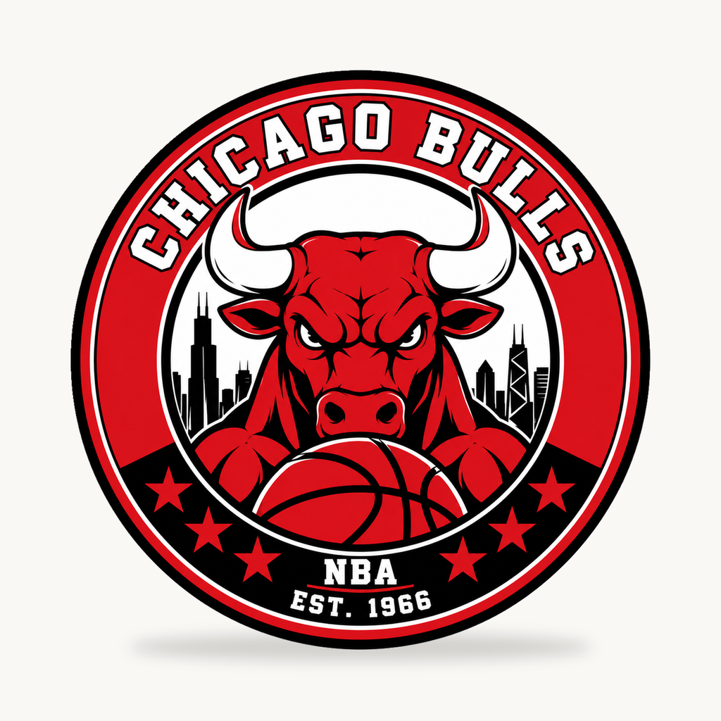 Chicago Bulls NBA seal — front view; illustrative rendering