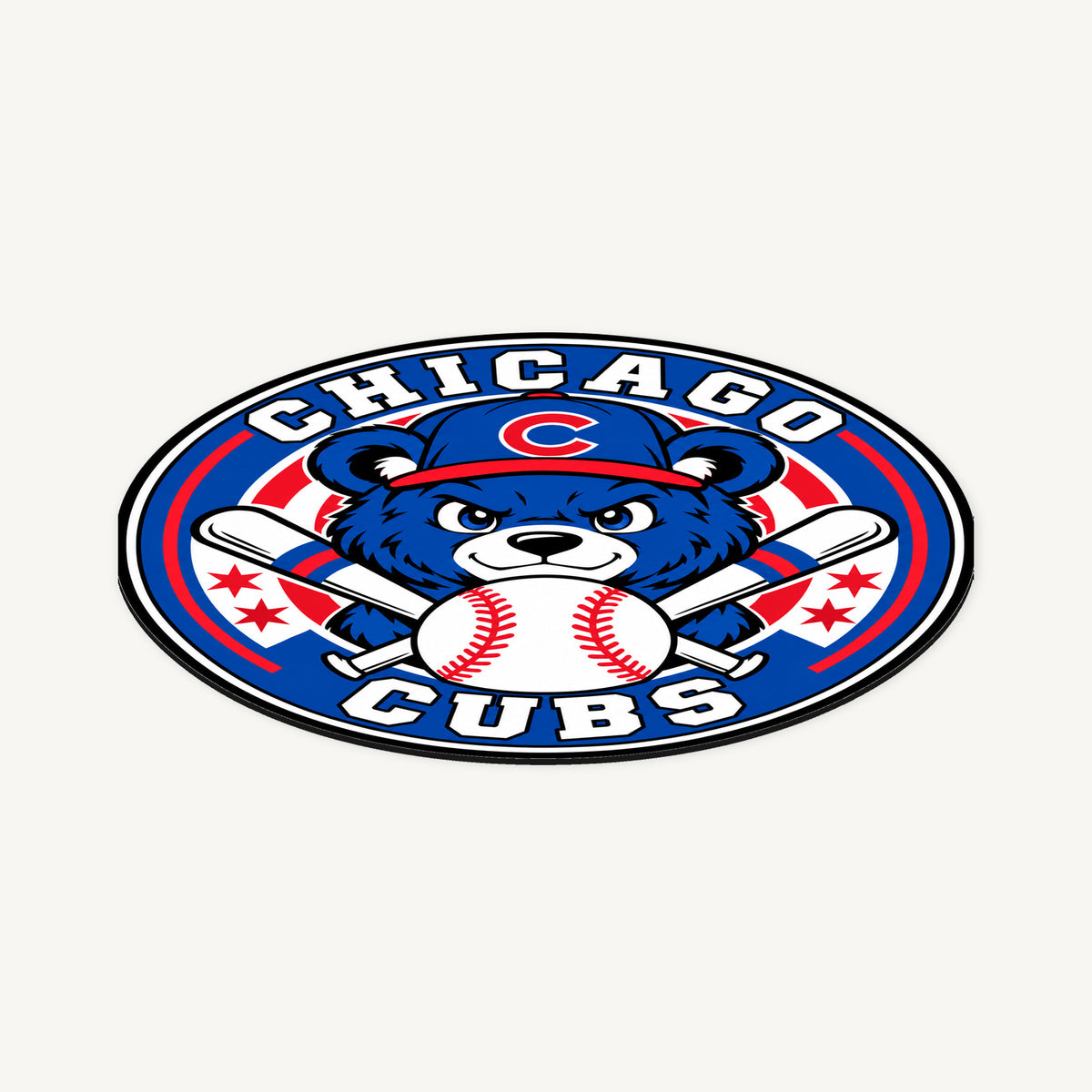 Chicago Cubs MLB Team Seal — angled view showing the thin plaque profile; illustrative rendering