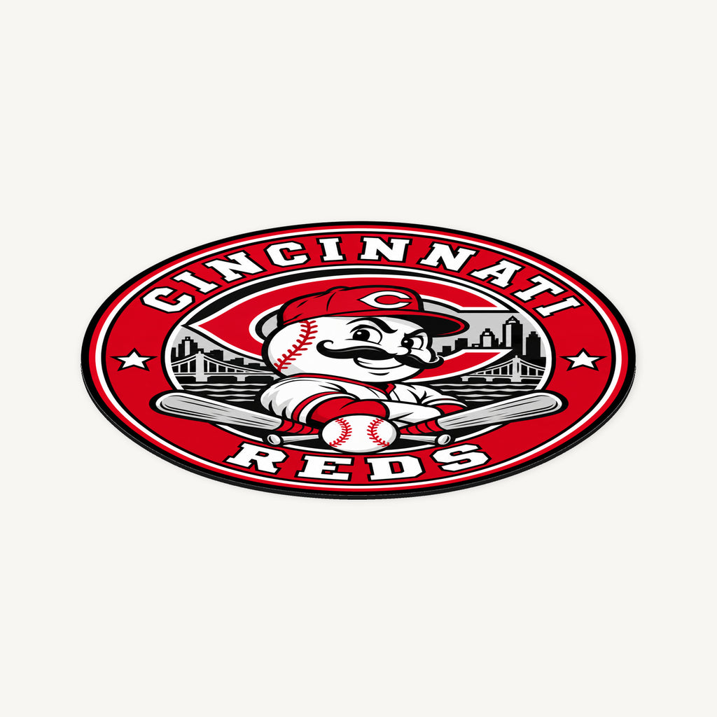 Cincinnati Reds MLB Team Seal — angled view showing the thin plaque profile; illustrative rendering
