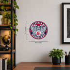 Cleveland Guardians MLB Team Seal — example wall display with 9.5-inch width and height guides; illustrative rendering