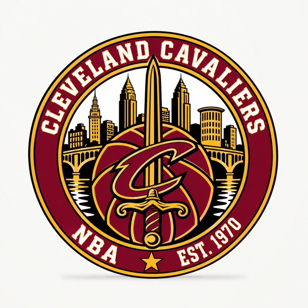 Cleveland Cavaliers NBA seal — front view; illustrative rendering