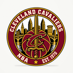 Cleveland Cavaliers NBA seal — front view; illustrative rendering