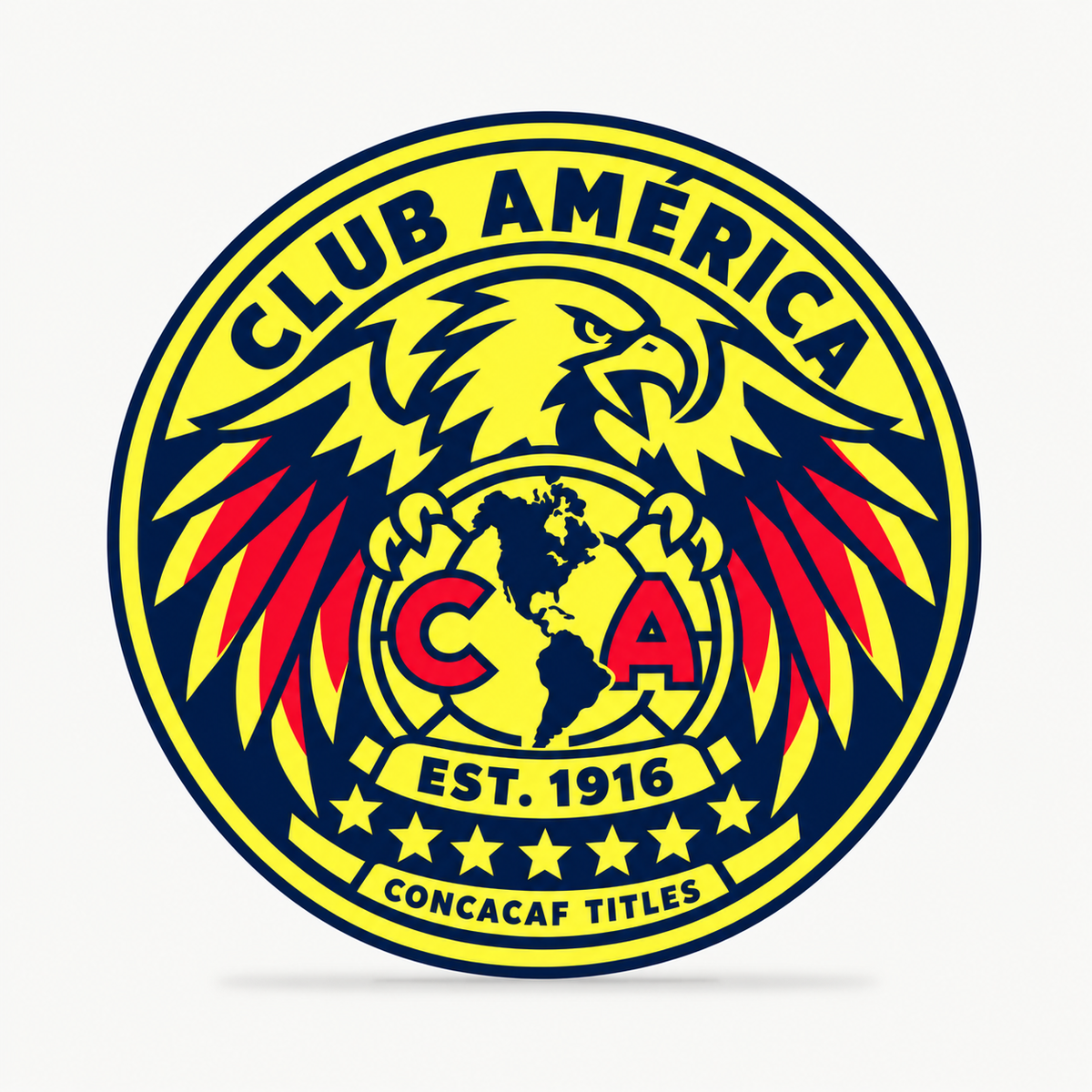 Club América latest soccer seal — front illustrative rendering
