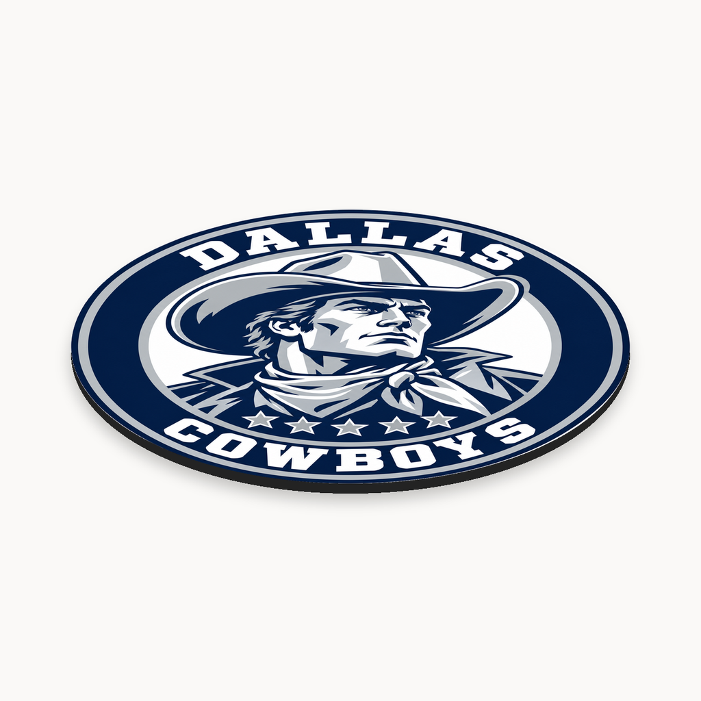 Dallas Cowboys NFL seal — angled thin-profile view; illustrative rendering