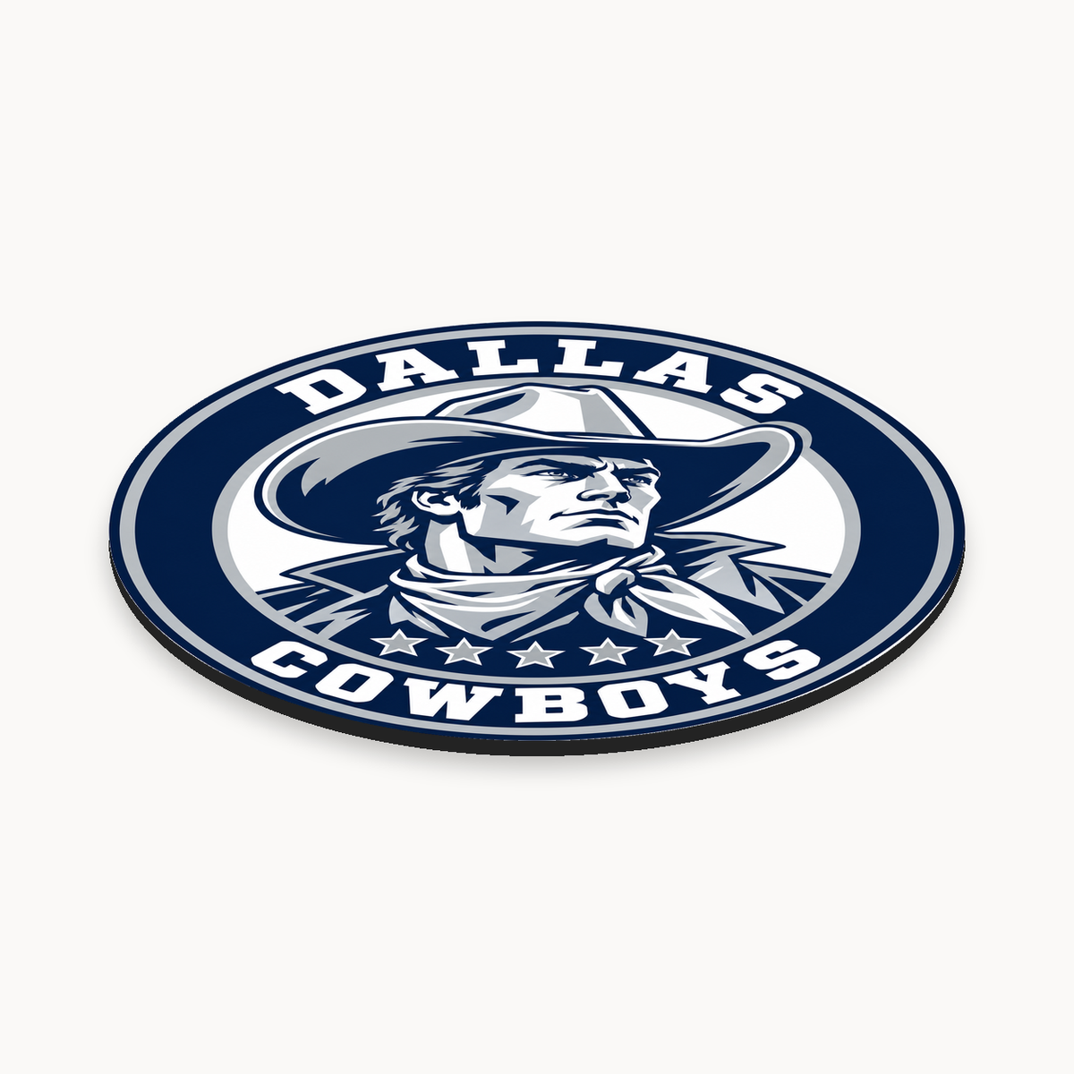 Dallas Cowboys NFL seal — angled thin-profile view; illustrative rendering