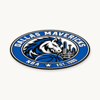 Dallas Mavericks NBA seal — angled view showing thin profile; illustrative rendering