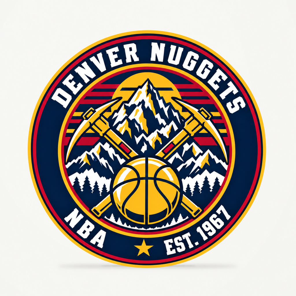 Denver Nuggets NBA seal — front view; illustrative rendering