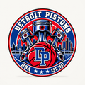 Detroit Pistons 3D-printed NBA seal — front view; illustrative rendering