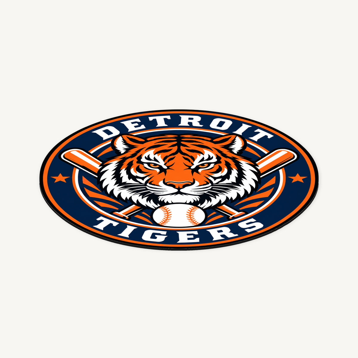 Detroit Tigers MLB Team Seal — angled view showing the thin plaque profile; illustrative rendering