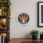 Detroit Tigers MLB Team Seal — example wall display with 9.5-inch width and height guides; illustrative rendering