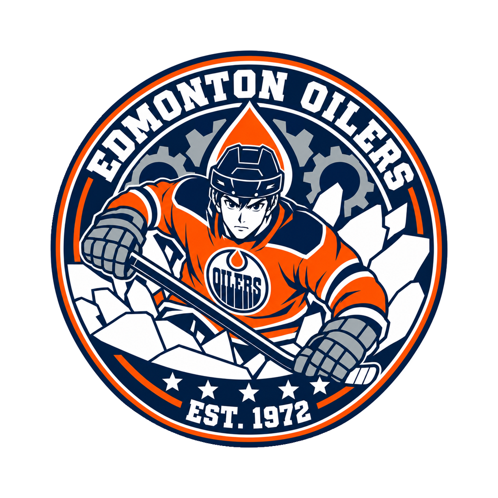 Edmonton Oilers NHL seal — complete front view; illustrative rendering