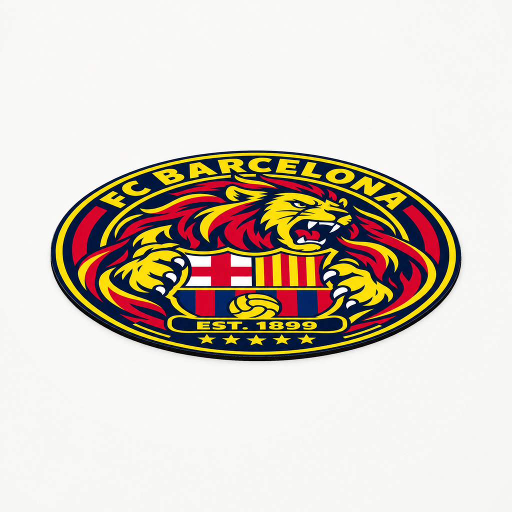 FC Barcelona latest seal design — angle illustrative rendering