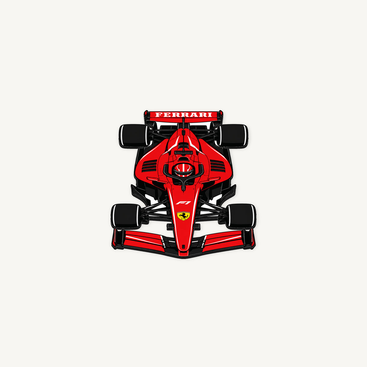 Ferrari F1 Car Sign — angled view showing the thin plaque profile; illustrative rendering