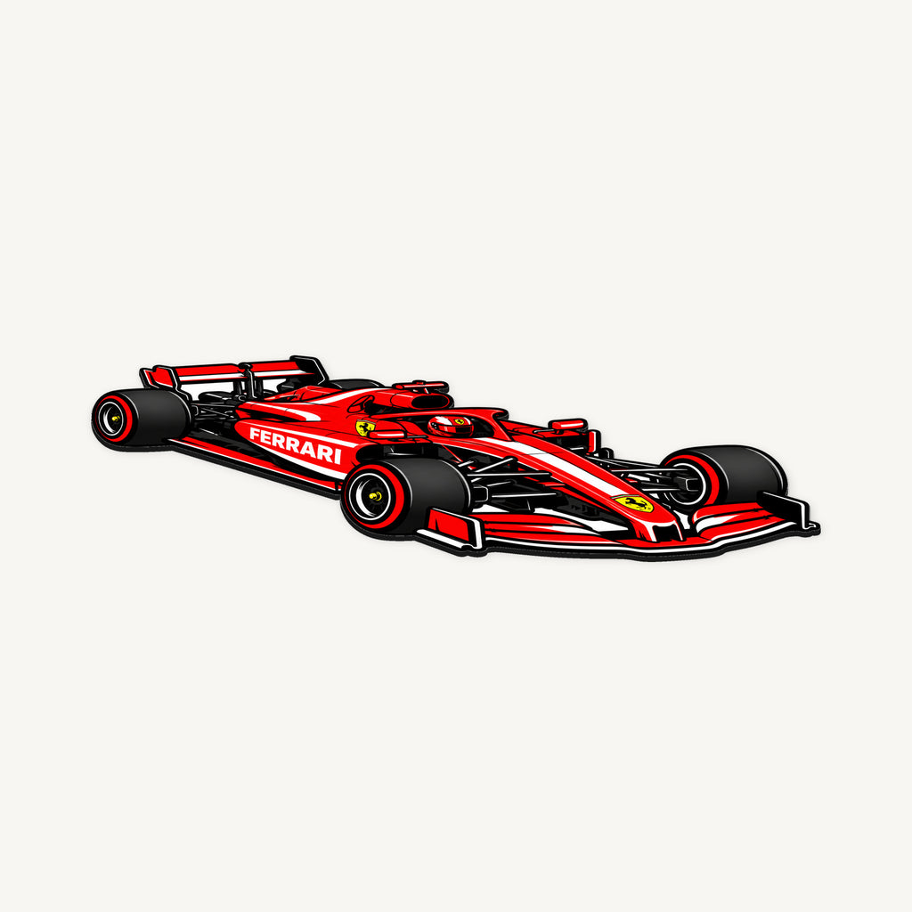 Ferrari F1 Car Sign — Three-Quarter — angled view showing the thin plaque profile; illustrative rendering