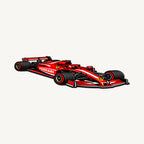 Ferrari F1 Car Sign — Three-Quarter — angled view showing the thin plaque profile; illustrative rendering