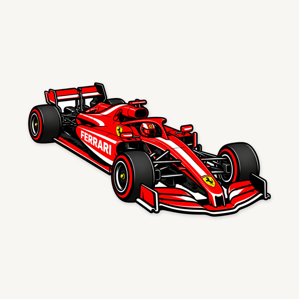 Ferrari F1 Car Sign — Three-Quarter — front view; illustrative rendering
