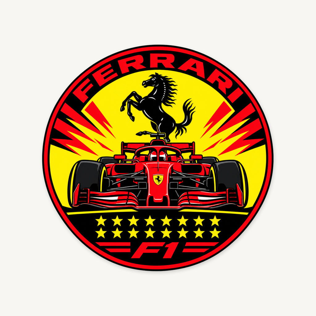 Ferrari F1 Team Seal — front view; illustrative rendering