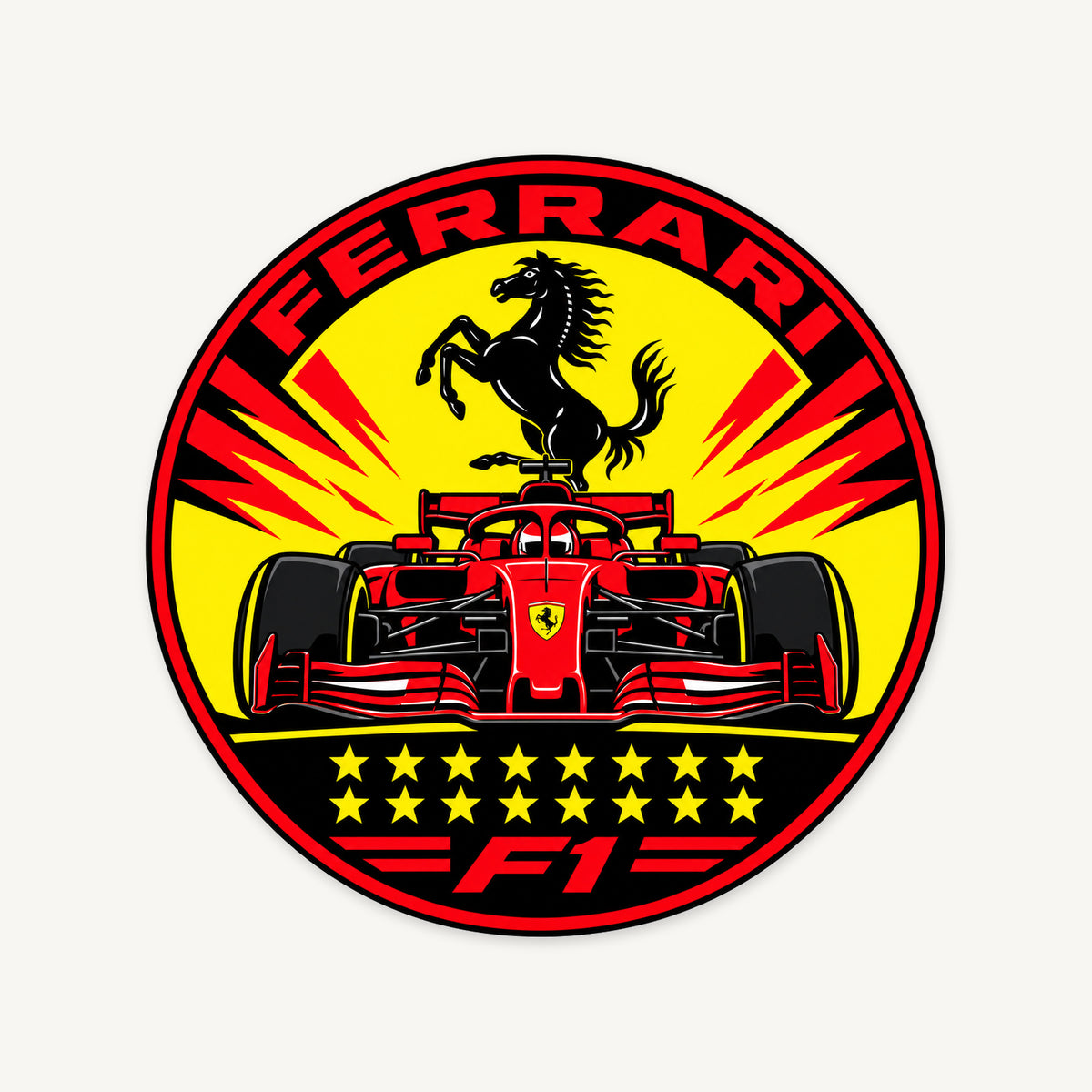 Ferrari F1 Team Seal — front view; illustrative rendering
