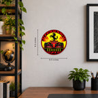 Ferrari F1 Team Seal — example wall display with 9.5-inch width and height guides; illustrative rendering