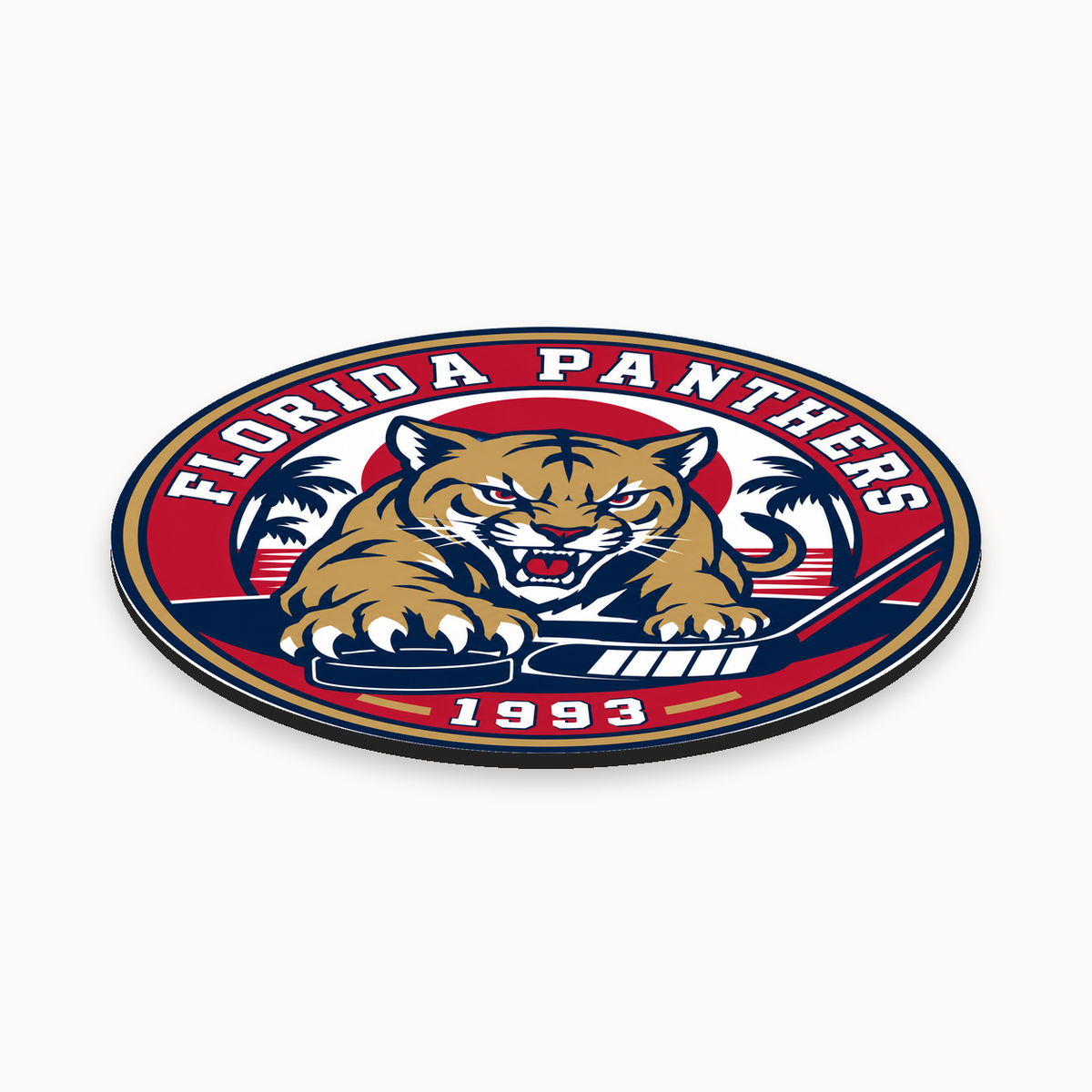 Florida Panthers NHL seal — angled thin-profile view; illustrative rendering