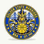 Golden State Warriors NBA seal — front view; illustrative rendering